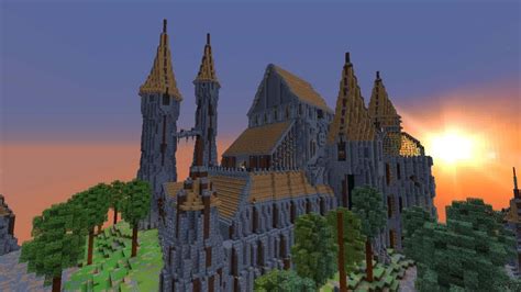 Download Minecraft Castle Under Sunset Picture