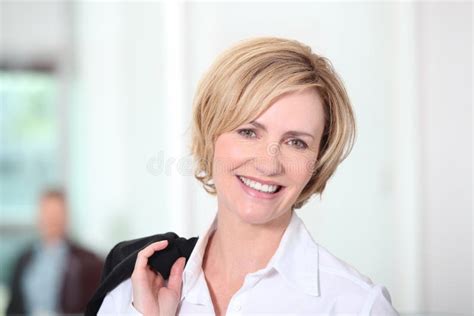 Businesswoman Holding Jacket Stock Image Image Of People Businessperson