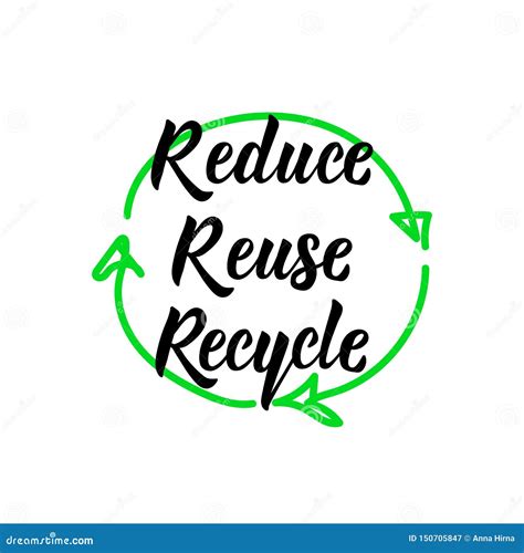 Reduce Reuse Recycle Vector Illustration Lettering Ink