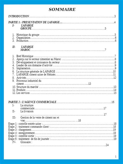 Exemple Sommaire Rapport De Stage Word Document Online