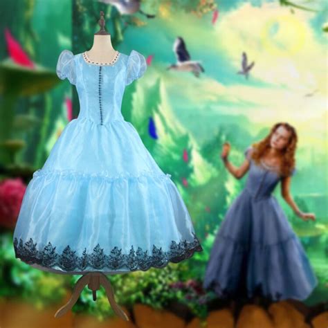 Alice In Wonderland Movie Alice Blue Dress Cosplay Costume Party Custom