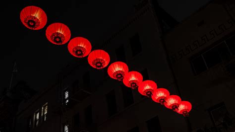 Download Wallpaper 1920x1080 Chinese Lanterns Street Night Dark Red