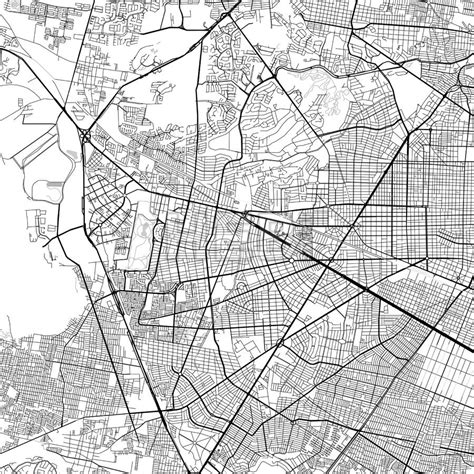 Zapopan Downtown Vector Map In Light Version With Many Details For High