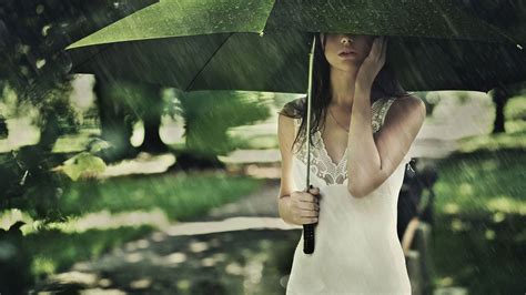 Wallpaper Face Sunlight Women Outdoors Model Rain Umbrella