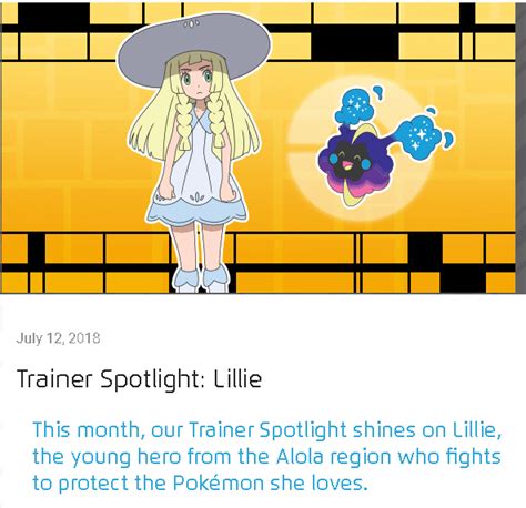 Julys Trainer Spotlight Lillie Pokémon Sun And Moon Know Your Meme