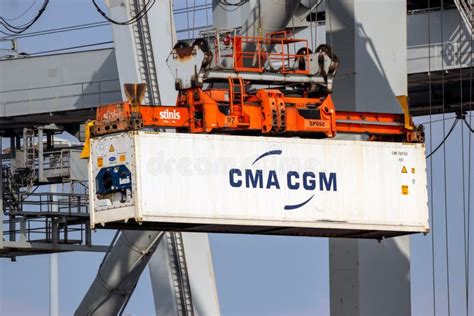 Port Crane Unloading Shipping Container Editorial Stock Image Image