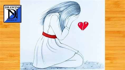 Easy Way To Draw Heart Broken Sad Girl Step By Step Beginner Drawing Pencil Drawing Tutorial