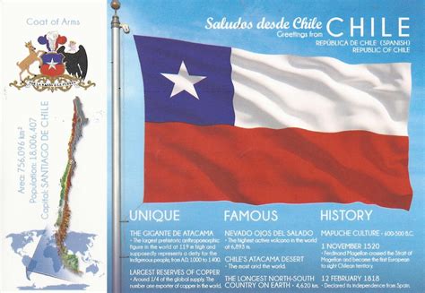 A Journey Of Postcards Flags Of The World Chile