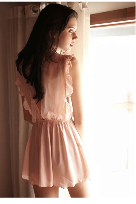 Leaf Lace Sheer Gauze Seductive Slumber Ruffles Satin Nightgowns