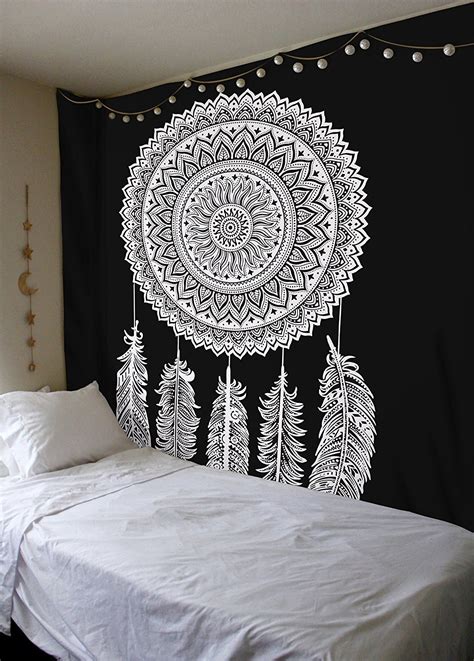 Liven up the walls of your home or office with black and white mandala wall art from zazzle. Queen Black & White Dream Catcher Mandala Wall Hanging ...