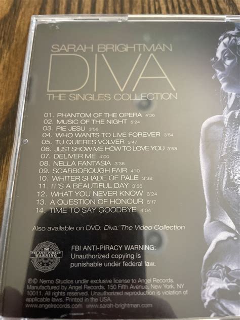 Diva The Singles Collection By Sarah Brightman Cd Oct 2006 Angel