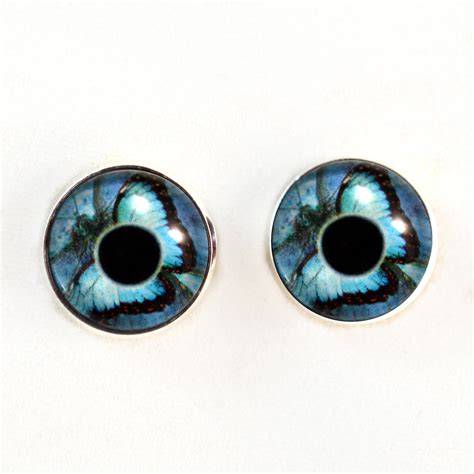 Blue Butterfly Sew On Button Glass Eyes Handmade Glass Eyes