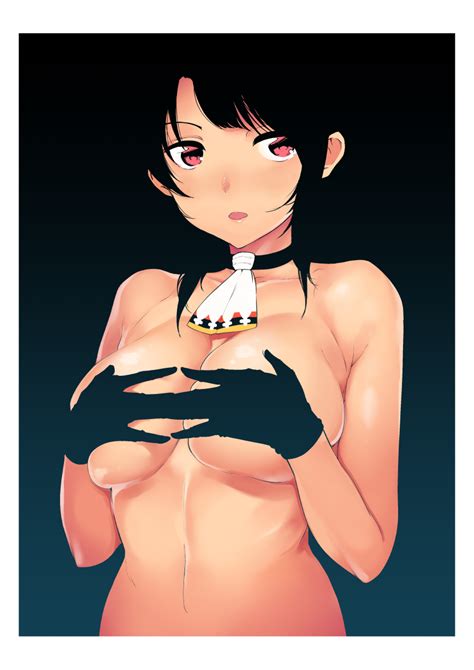 Rule 34 Akagi Asahito Black Gloves Black Hair Breasts Choker Covering Covering Breasts Female