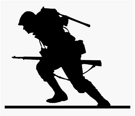 World War Soldier Silhouette Run Attack Silhouette Ww2 Soldier