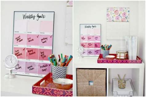 Weekly Goals Organizer Using A Picture Frame And Paint Chips Memo
