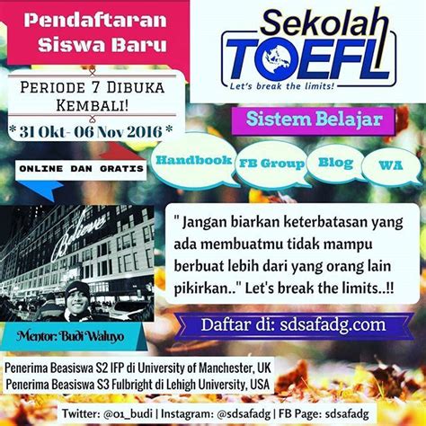 Semua mahsiswa wajib ikut uts dan uas. * Pendaftaran Siswa Baru Sekolah TOEFL Periode 7 Dibuka ...