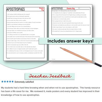 Apostrophes Possessive Contractions Worksheets Posters Quiz