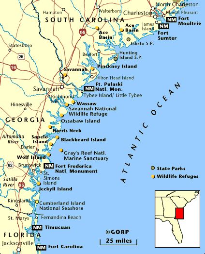 Map Of The Low Country Pinned By Hilton Head Island
