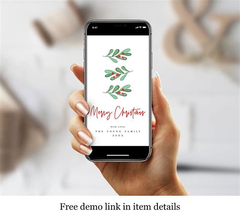 Electronic Christmas Card Template Edit With Templett Add Etsy
