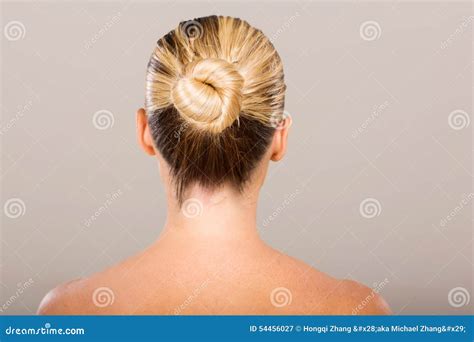 Woman With Hair Bun Stock Image Image Of Posing Rear 54456027