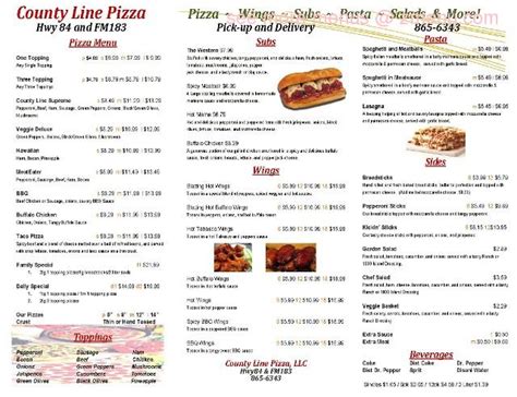 Menu At County Line Pizza Closed Pizzeria Gatesville