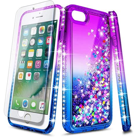 Iphone 6s Plus Case Iphone 6 Plus Case With Tempered Glass Screen Protector Nagebee Glitter