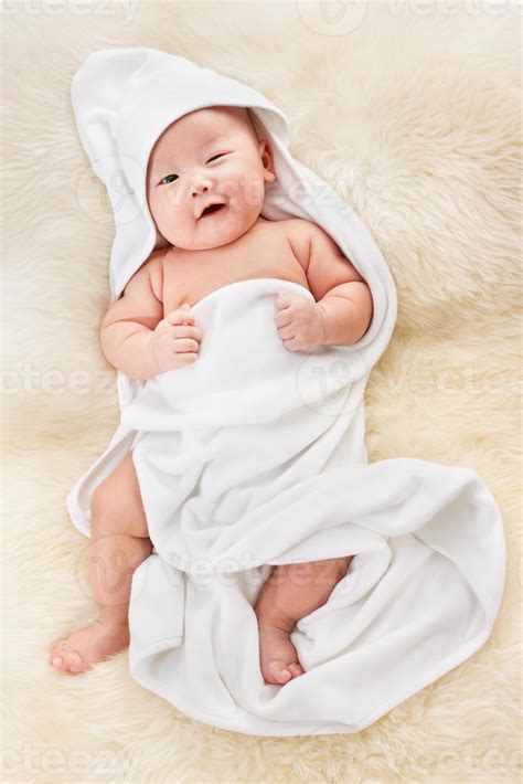 Chinese Baby Boy Covered With White Blanket 1184217 Stock Photo At Vecteezy