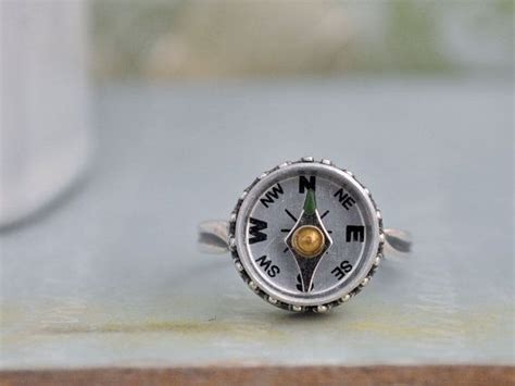 Sterling Silver Working Compass Ring Guidance Antiqued Etsy Antique