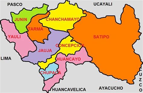 Mapa De Junín Provincia Municipios Turístico Y Carreteras De Junín Perú