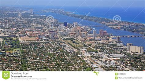 Skyline Of Downtown West Palm Beach From Above Stock Photo Image Of