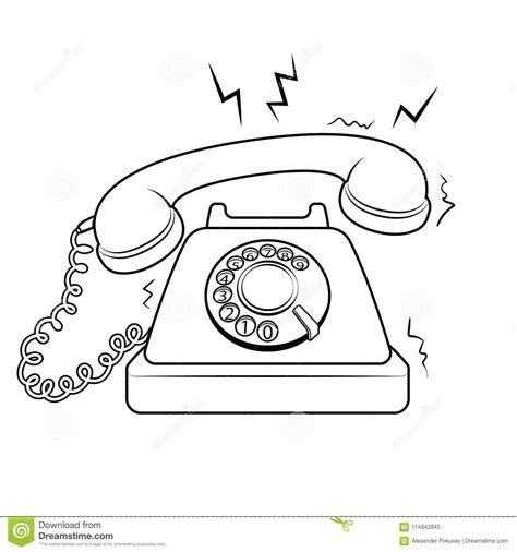 Red Hot Old Phone Coloring Book Vector Stock Vector Illustration Of