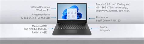 Hp Laptop 14 Dq0500la Intel Celeron 4gb Ram 128gb Ssd Hd 14
