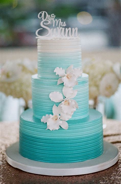 Mariage Bleu Turquoise Le Wedding Cake Gâteau De Mariage Tropical