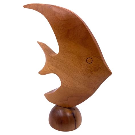 American Mid Century Modern Solid Wood Fish Sculpture At 1stdibs