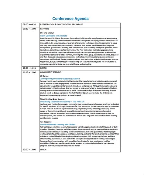 Free 7 Sample Conference Agenda Templates In Pdf Ms Word