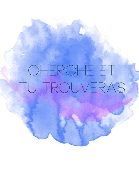 French Words Watercolor Print, Cherche Et Tu Trouveras Typography ...