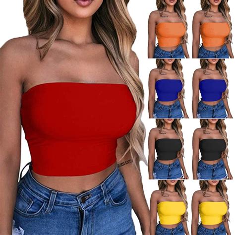 Sexy Women Ladies Boob Bralette Strapless Solid Cami Casual Crop Tube