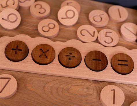 Wooden Math Set Wooden Math Board Wooden Math Puzzle Etsy