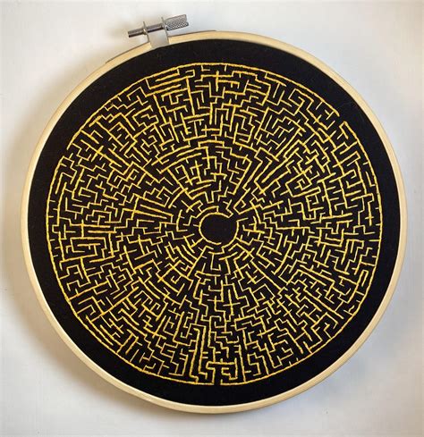 Labyrinth Maze Design This Was Really Relaxing To Stitch Even On A Cramped Plane R Embroidery