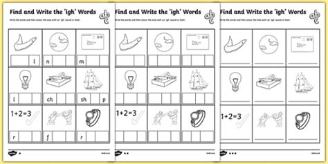 Find And Write The Igh Words Differentiated Worksheets Twinkl