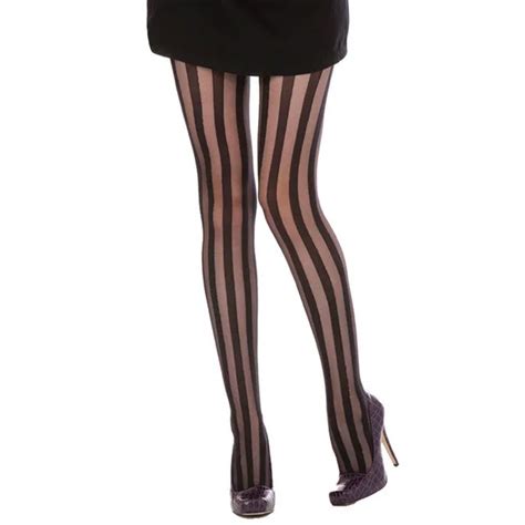 New Arrival Sexy Wide Vertical Stripe Pantyhose For Women Girl Gothic Punk Slim Nylon Stockings