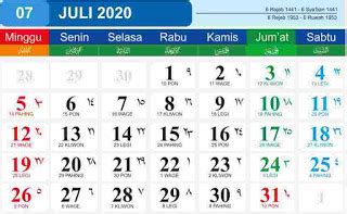 Pada hari ini diperingati peristiwa kurban, yaitu ketika nabi ibrahim, yang bersedia untuk. Kalender Jawa dan Nasional Bulan Juli 2020 - Hari, Pasaran ...