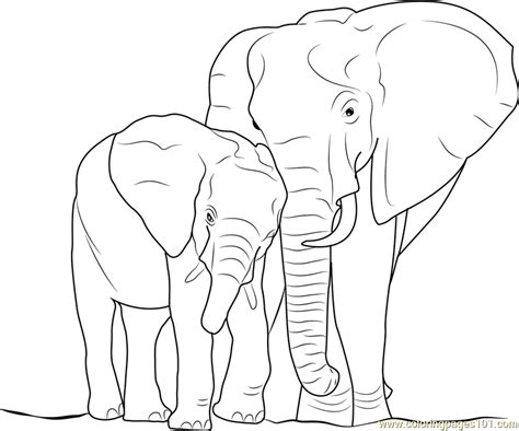 Elephant with Baby Coloring Page - Free Elephant Coloring Pages