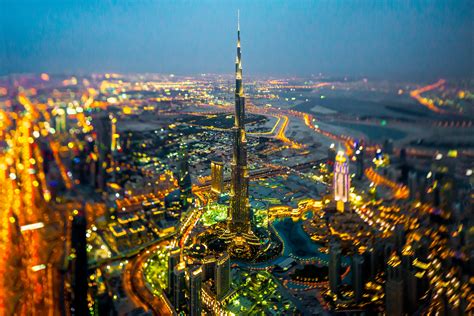 Dubai Cityscape City Lights Tilt Shift Hd Wallpaper Wallpaper Flare