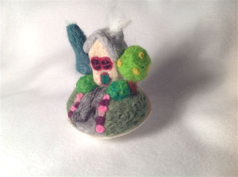 Little House On A Hill In A Sea Shell Needle Felted Felt
