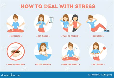 How To Deal With Stress Guide Depression Reduce Stock Vector