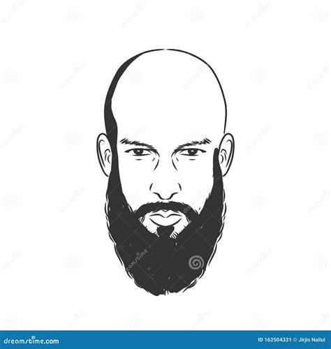 Bald Man With Beard Vintage Style Vector Stock Vector Illustration