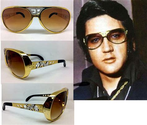 Elvis Sunglasses Gold Brown Original White Ep Tcb Grand