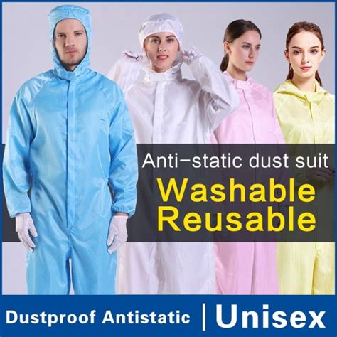 Clean Room Overall Jumpsuit Coverall Esd Ppe Suit Washable Reusable