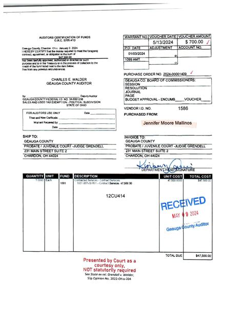 Jennifer Moore-Mallinos – Amount: $700.00 | Geauga County Auditor's Office